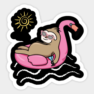 Chilling flamingo sloth beach Sticker